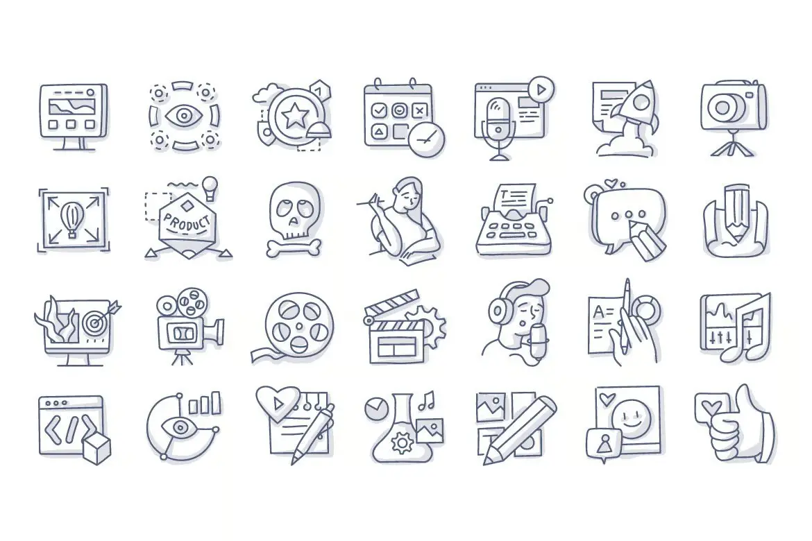 112 Design & Creativity Doodle Icons 5 112 design creativity doodle icons4