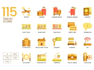 115 travel icons caramel series01