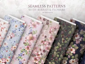 12 patterns with berries flowers01