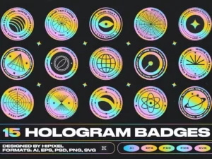 15 hologram badges by hipixel