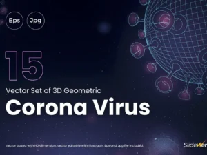15 vector set of corona virus 3d geometric concept01
