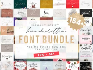 154 in 1 font bundle whole shop
