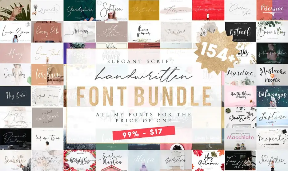 154 In 1 Font Bundle Whole Shop