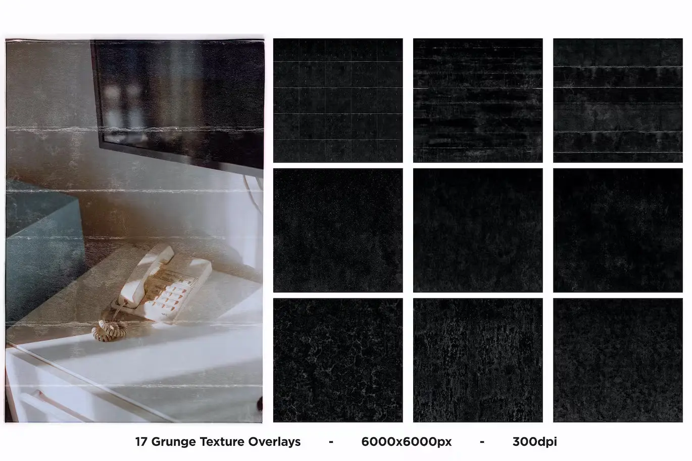 17 Grunge Texture Overlays Pack