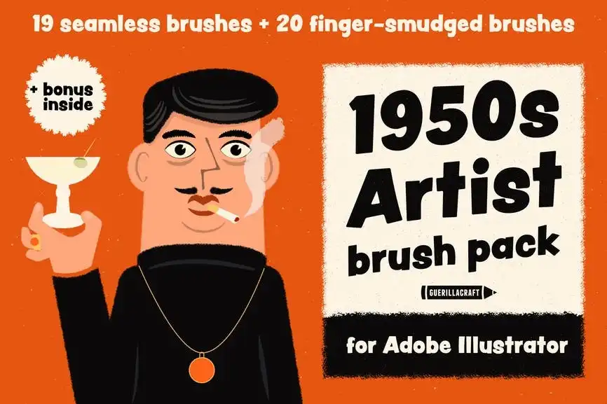 1950s Artist Brush Pack for Adobe Illustrator 3 1950s artist brush pack for adobe illustrator 6