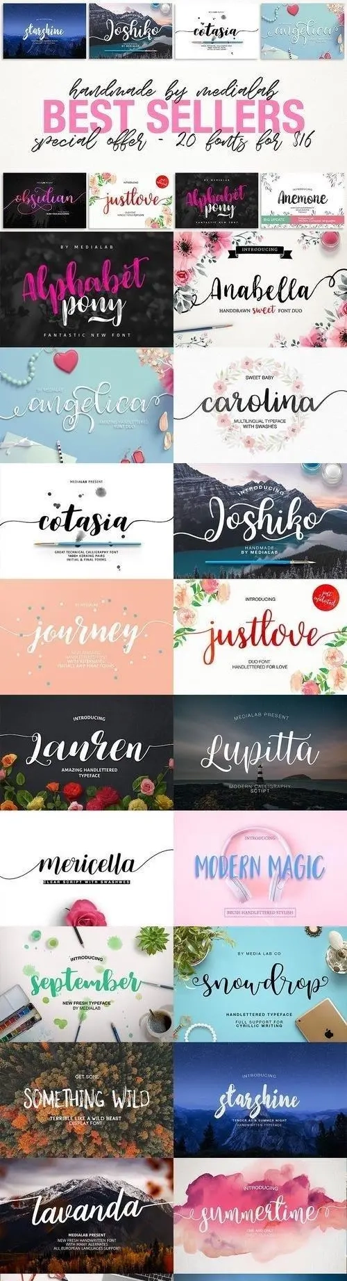 20 Bestsellers Fonts Bundle