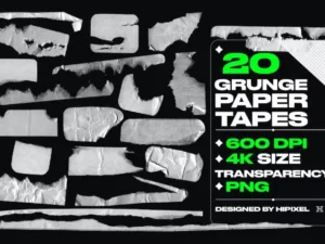 20 grunge paper tapes