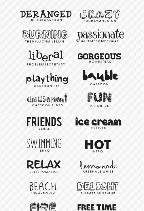 20 Summer & Cartoon Fonts Collection
