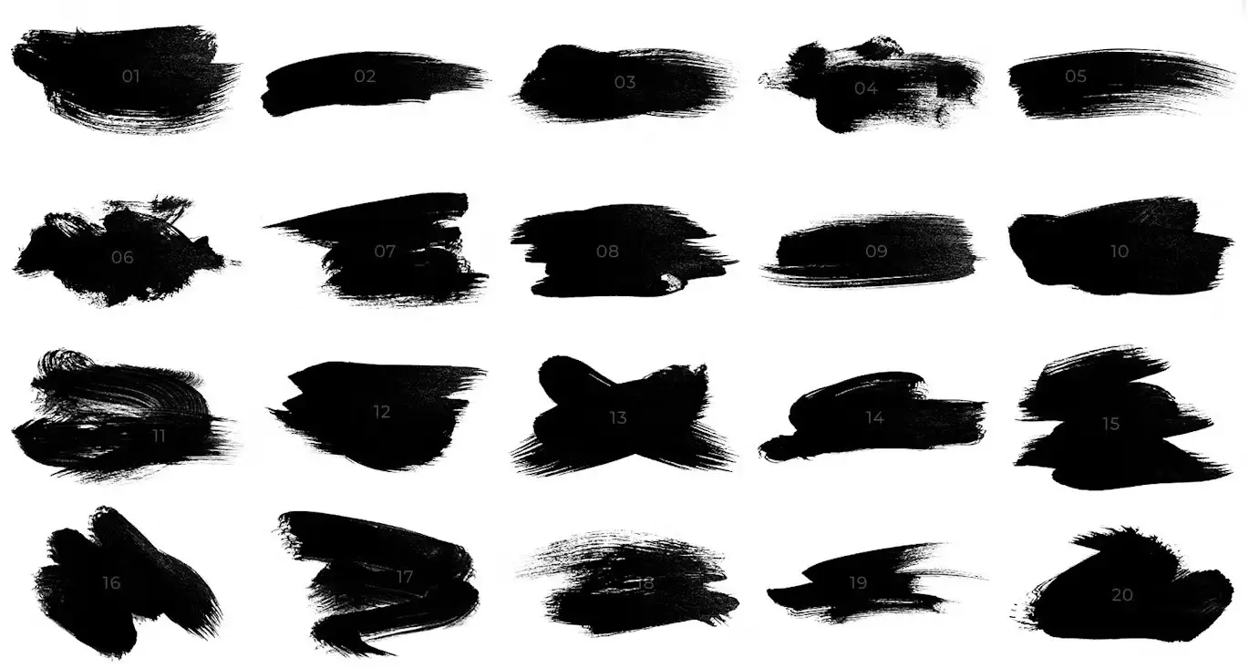 20 Hand Painted Brush Masks V2