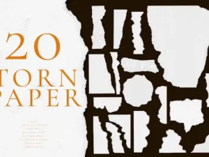20 isolated torn paper elements ripped pieces1