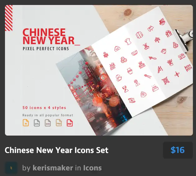 200 Chinese New Year Icons Set