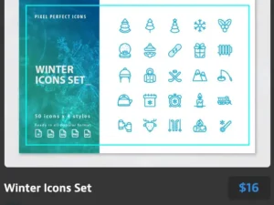 200 winter icons set