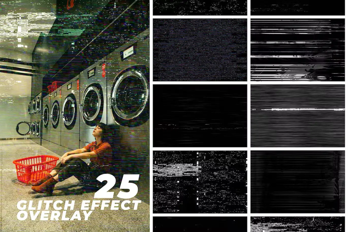 25 Glitch Photo Effect Overlay