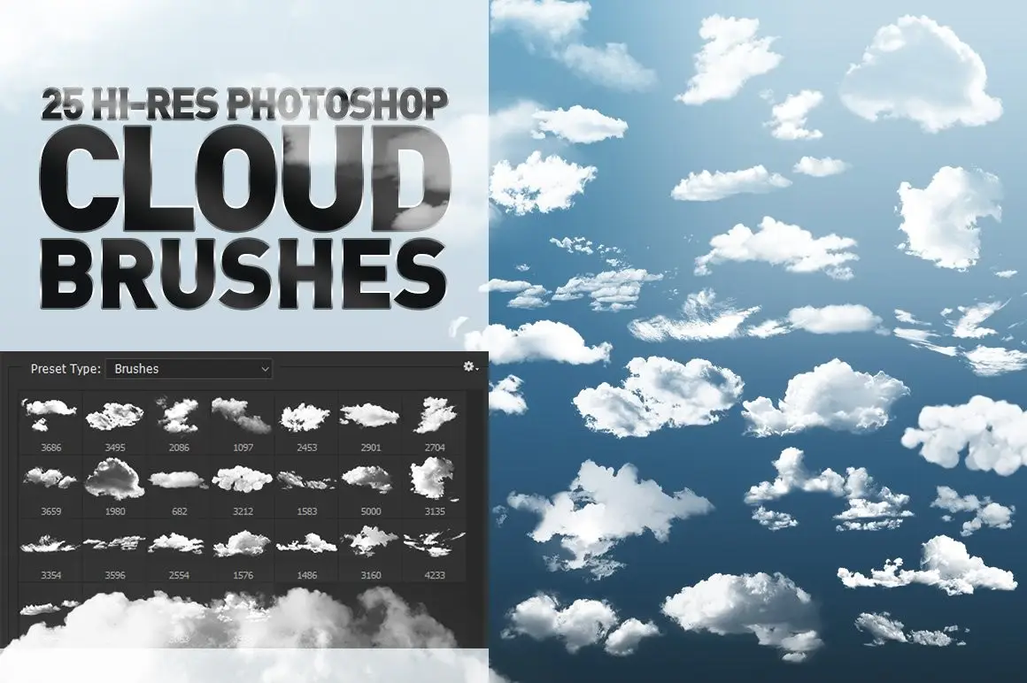25 Hi-Res Cloud Brushes