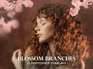 25 painted blossom branches photo overlays1