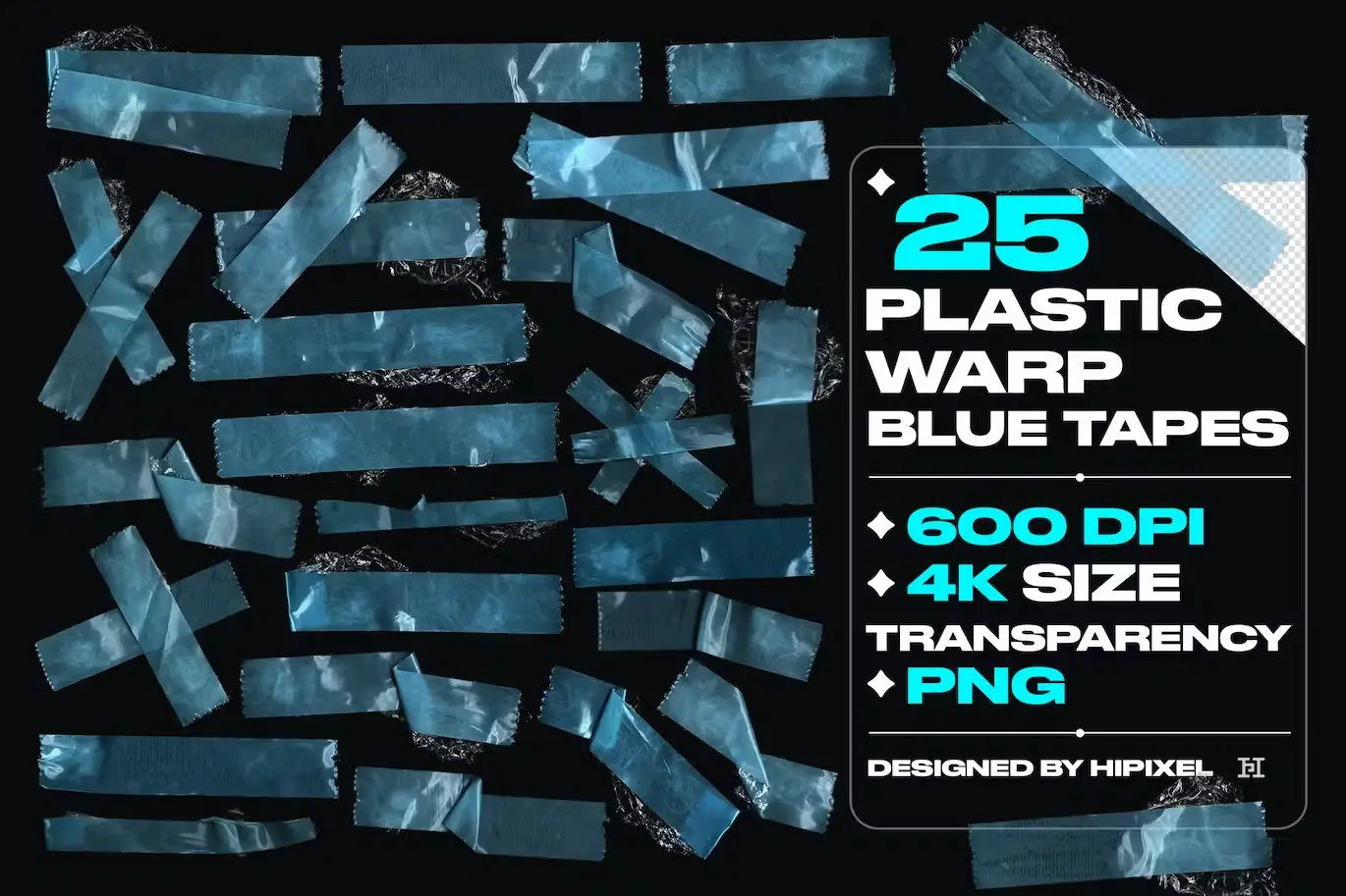 25 Plastic Warp Blue Tapes
