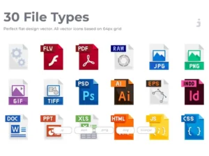 30 file types icons flat1