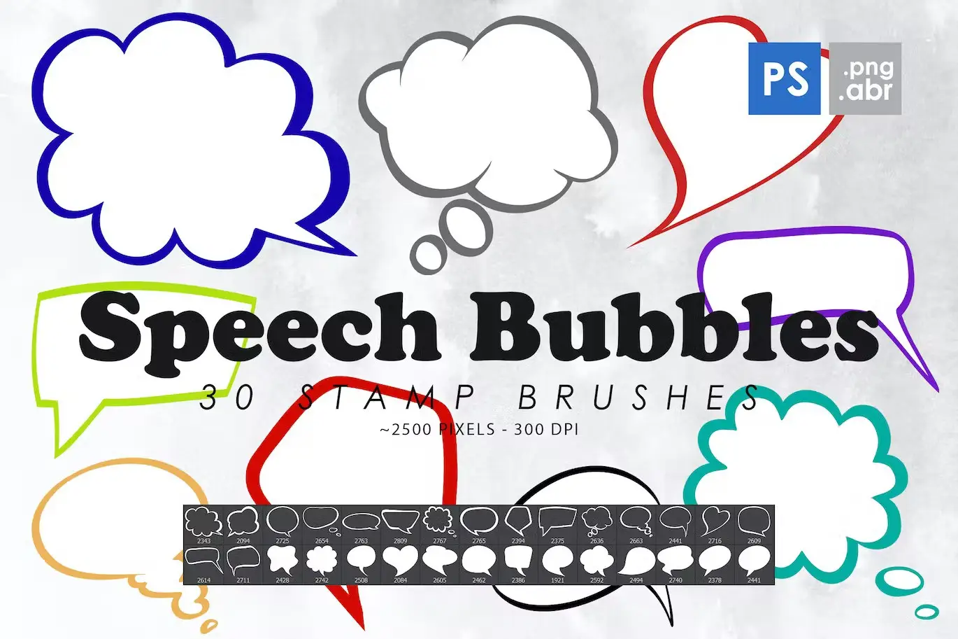 30 Speech Bubbles Photoshop Stamp Brushes