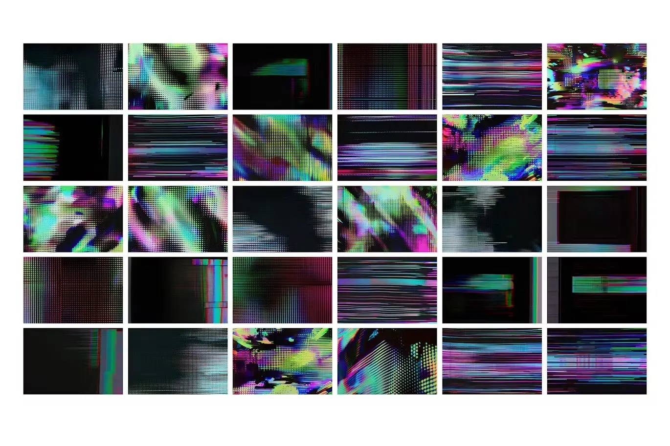 30 Technicolor Screen Glitches Overlays