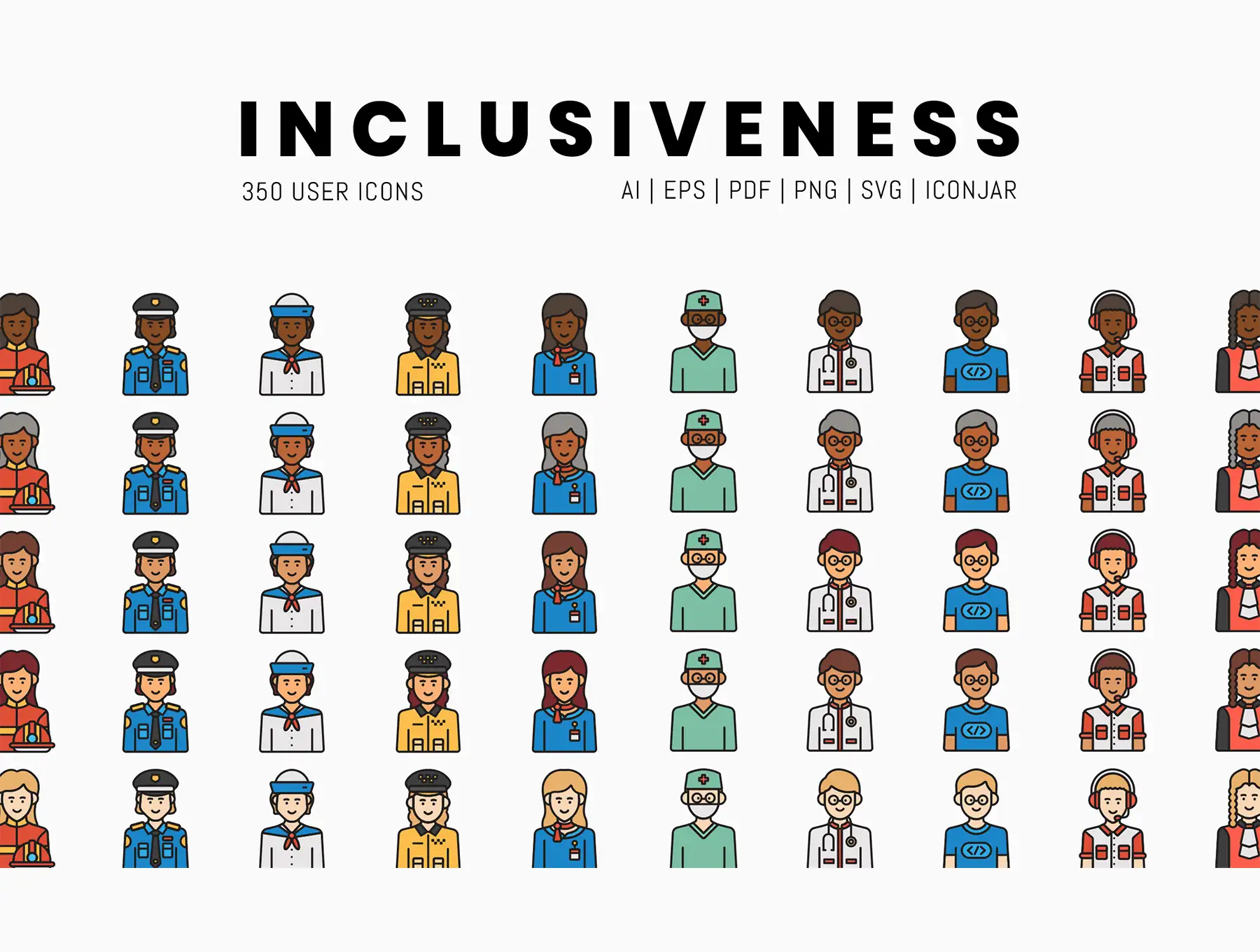 350 Inclusiveness Icons | Vivid Series