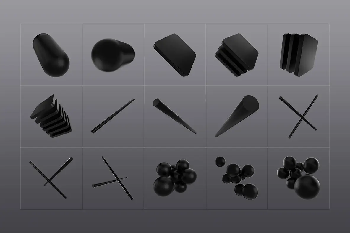 3D Black Shapes Collection 3 3d black shapes collection11