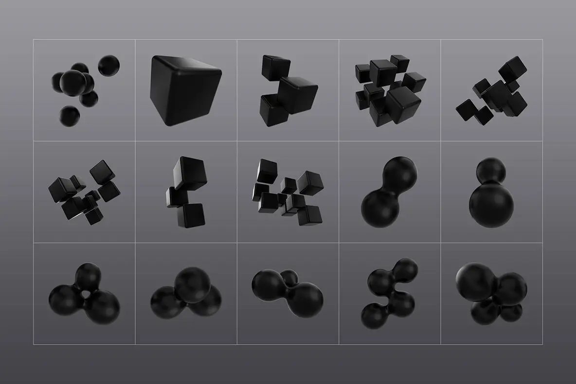 3D Black Shapes Collection 5 3d black shapes collection13