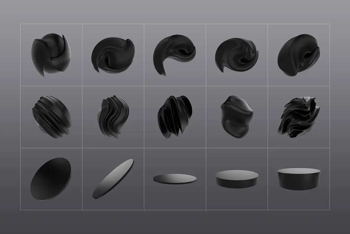 3D Black Shapes Collection 8 3d black shapes collection2