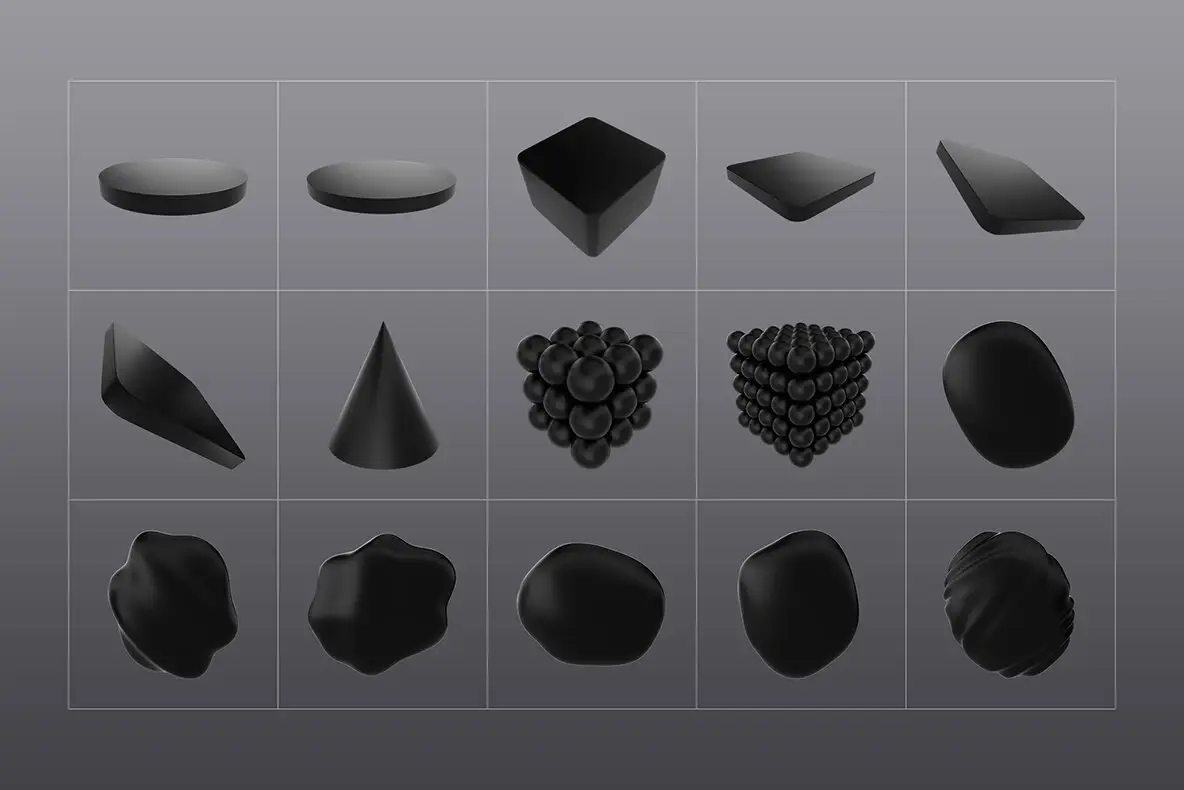 3D Black Shapes Collection 10 3d black shapes collection4