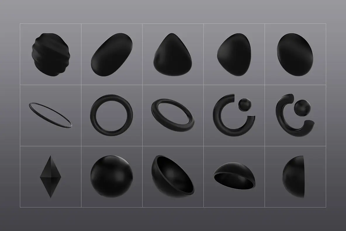 3D Black Shapes Collection 11 3d black shapes collection5