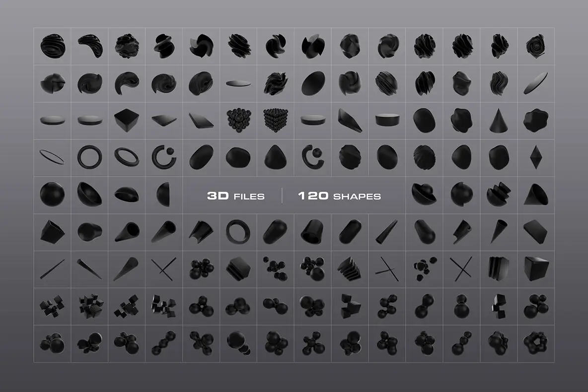 3D Black Shapes Collection 13 3d black shapes collection7