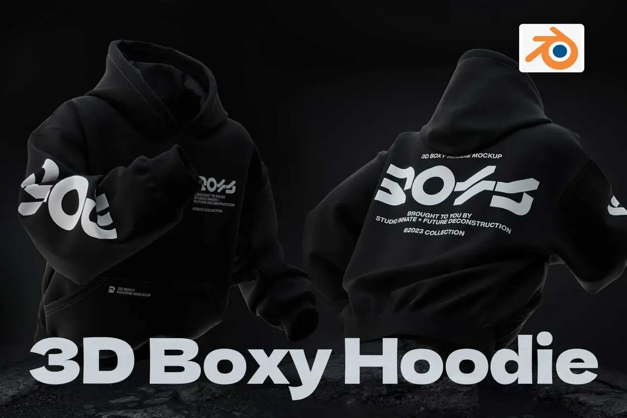 3D Boxy Hoodie Mockup