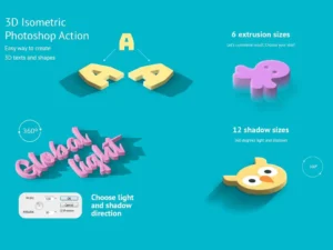 3d isometric photoshop action 3