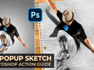 3d popup sketch photoshop action11