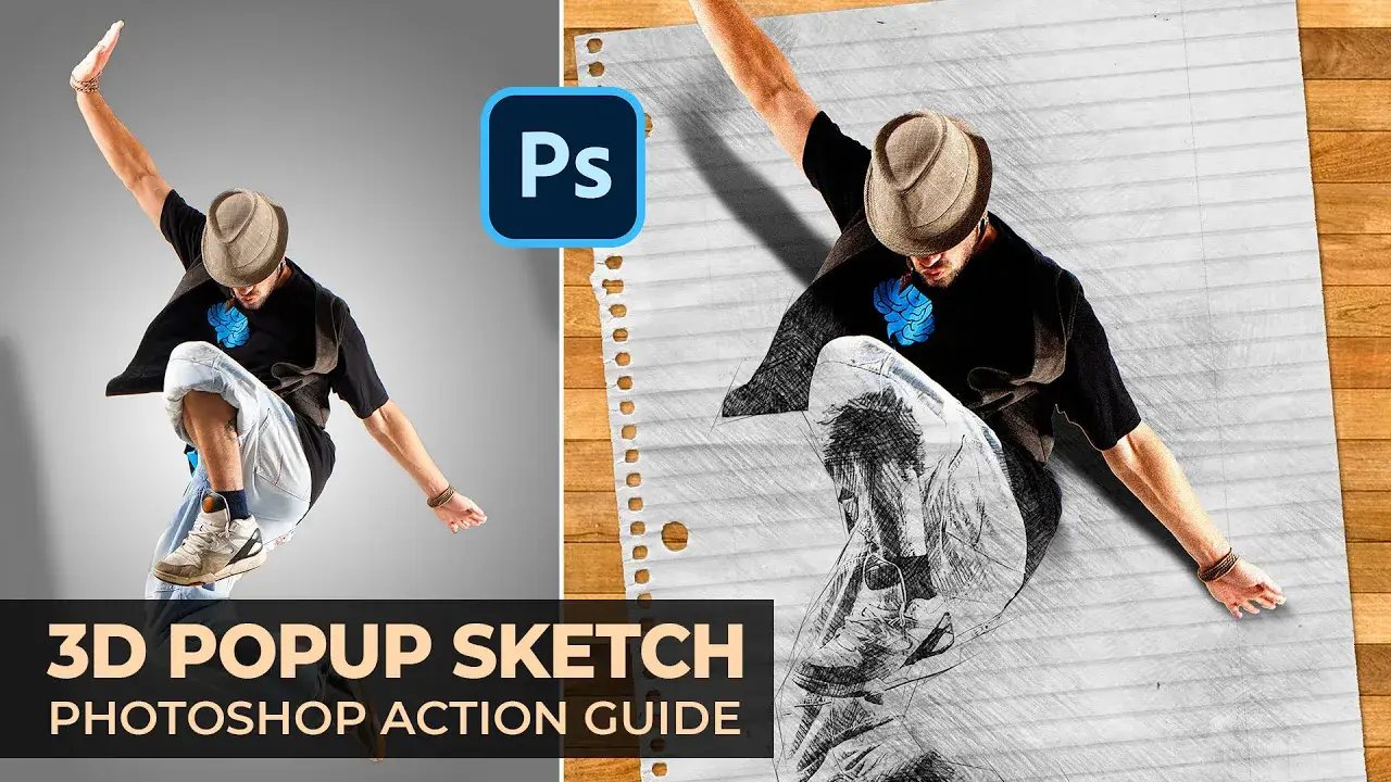3D Popup Sketch Photoshop Action
