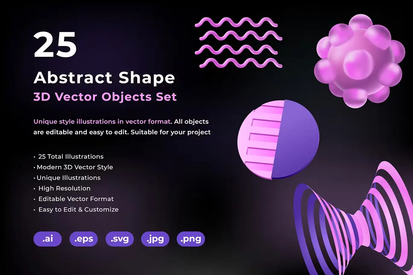 3D Abstract Shape Vector Objects 8 3d abstract shape vector objects01
