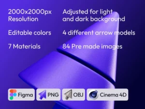 3d arrows 4 shapes 7 materials