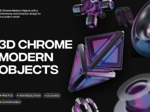 3d black chrome shape elements1