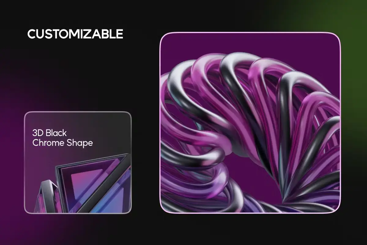 3D Black Chrome Shape Elements 4 3d black chrome shape elements3