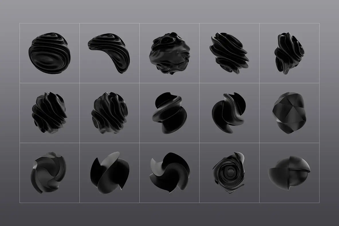 3D Black Shapes Collection 16 3d black shapes collection