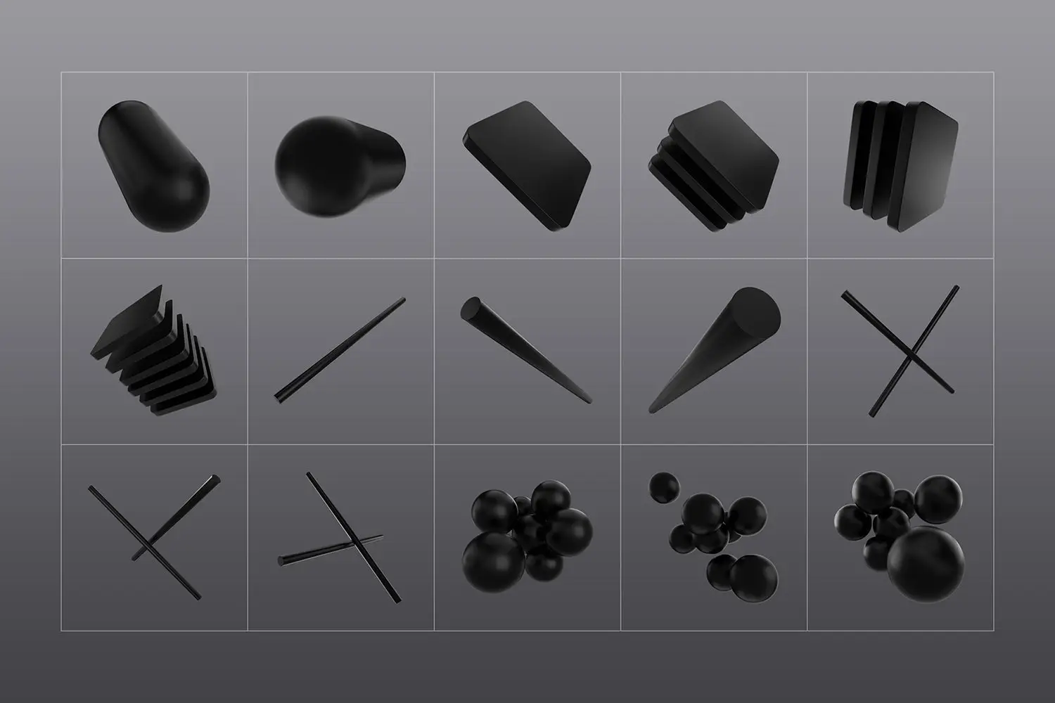 3D Black Shapes 3 3d black shapes collectionby designessense04