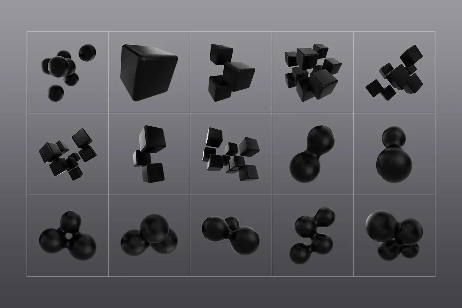 3D Black Shapes 5 3d black shapes collectionby designessense06