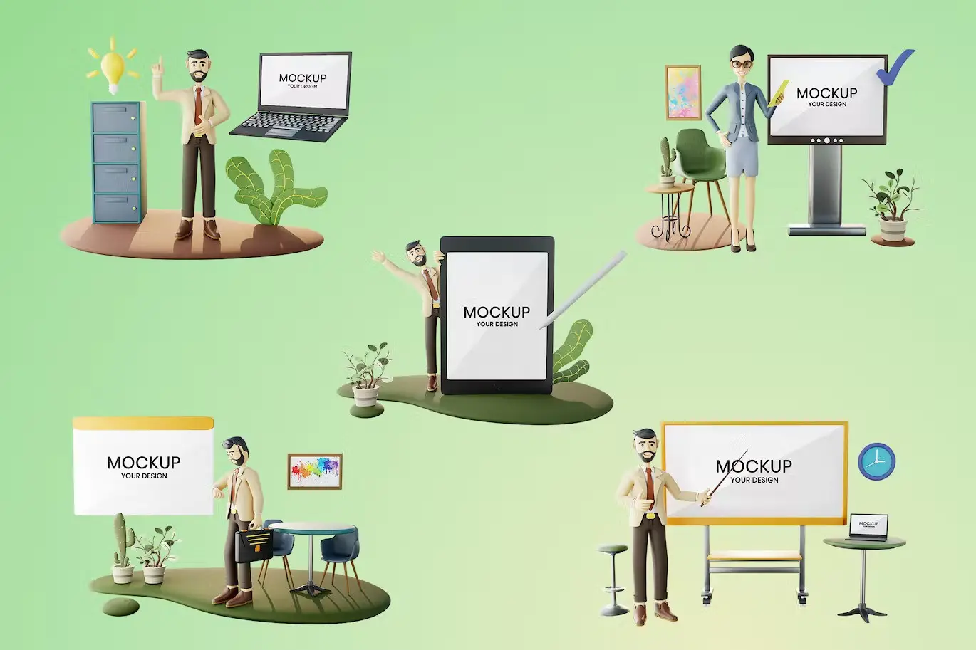 3D Business Presentation Mockup Vol 2 4 3d business presentation mockup3