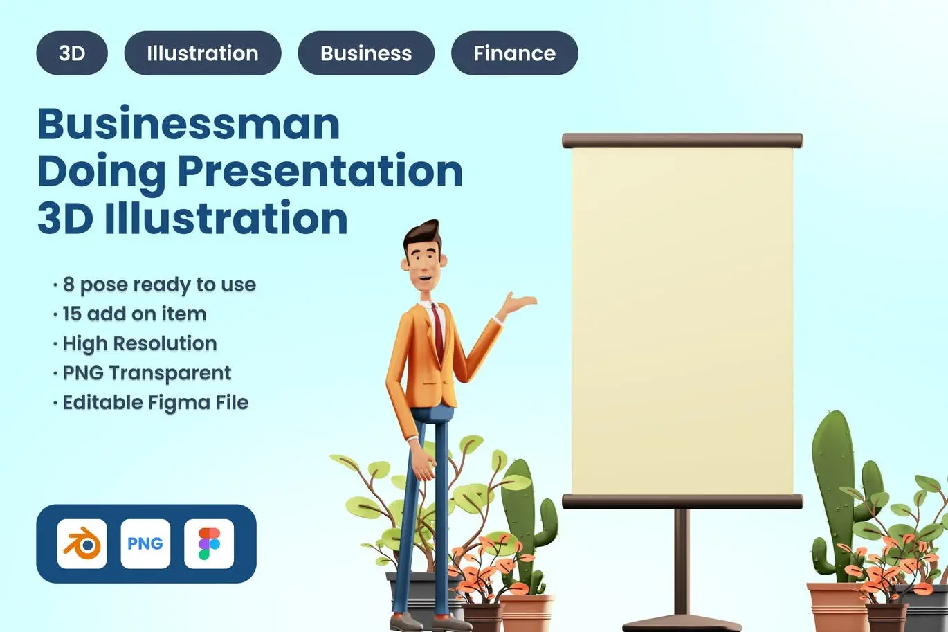 3D Businessman doing Presentation