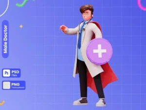 3d character male doctor illustration01