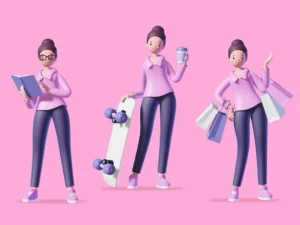 3d female male character set02