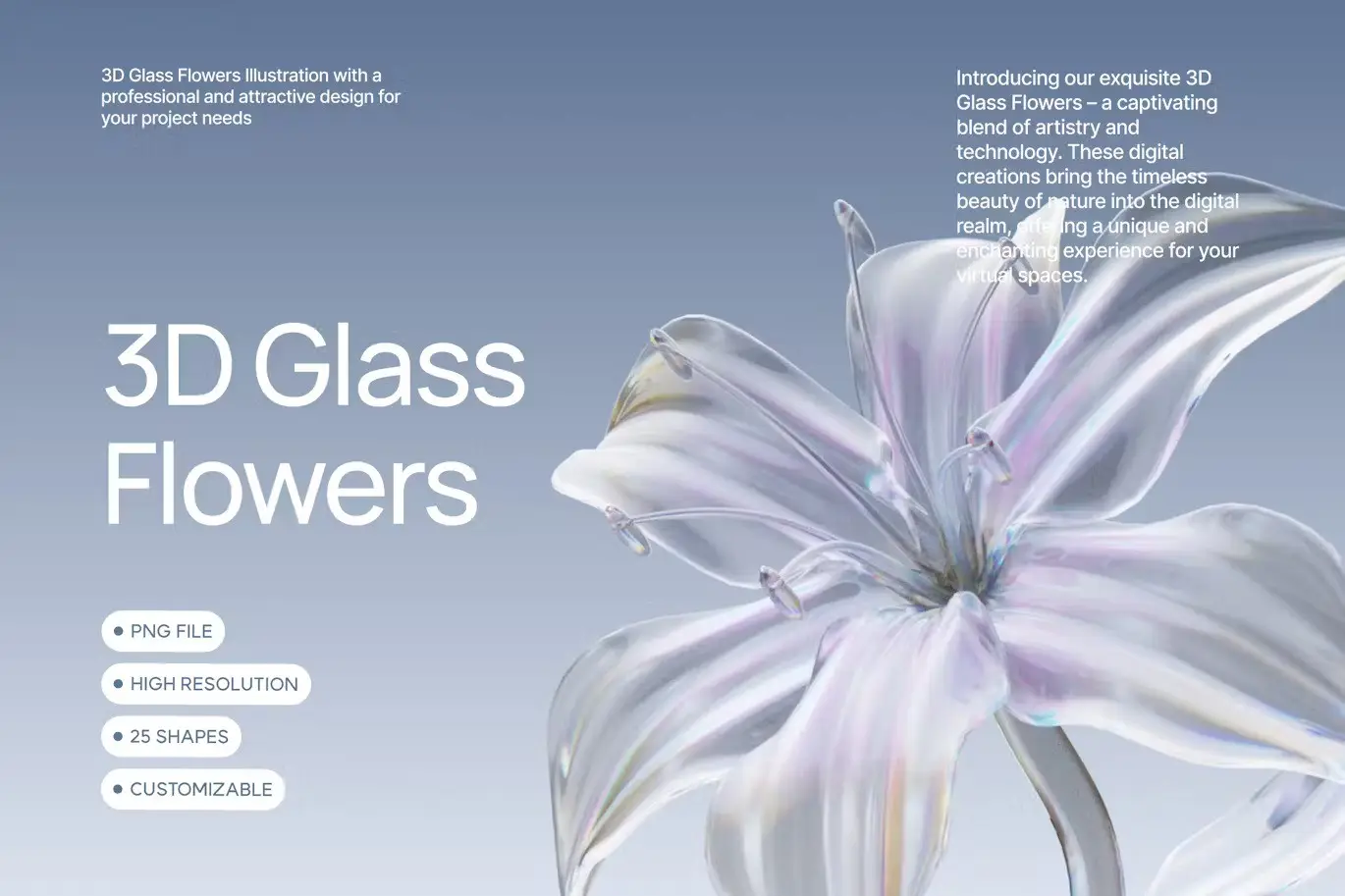 3D Glass Flower Elements 4 3d glass flower elements1