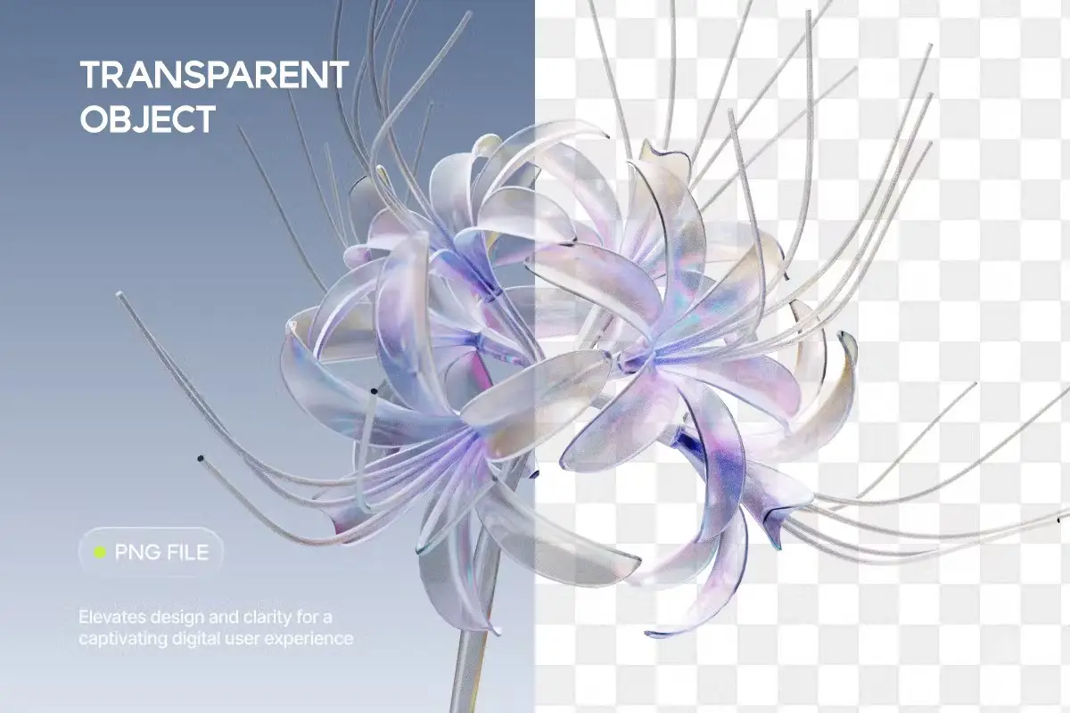 3D Glass Flower Elements 5 3d glass flower elements2
