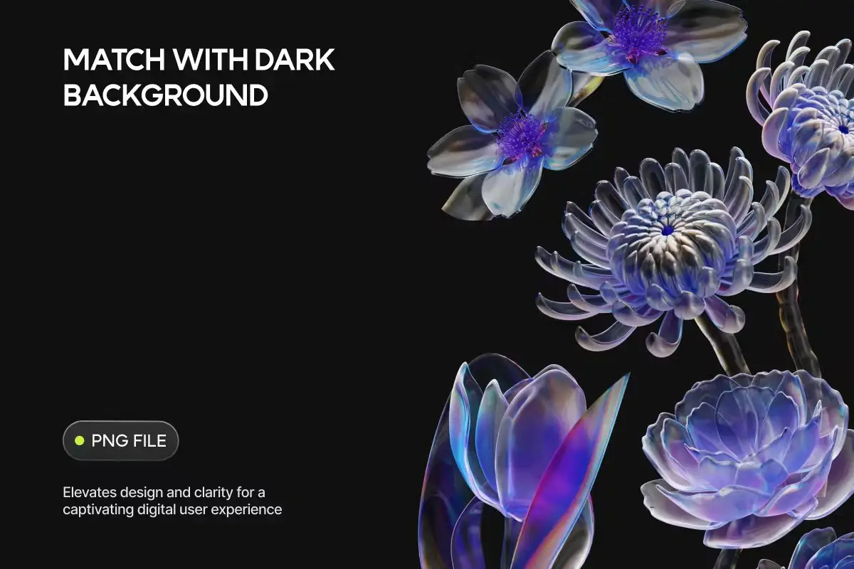 3D Glass Flower Elements 6 3d glass flower elements4