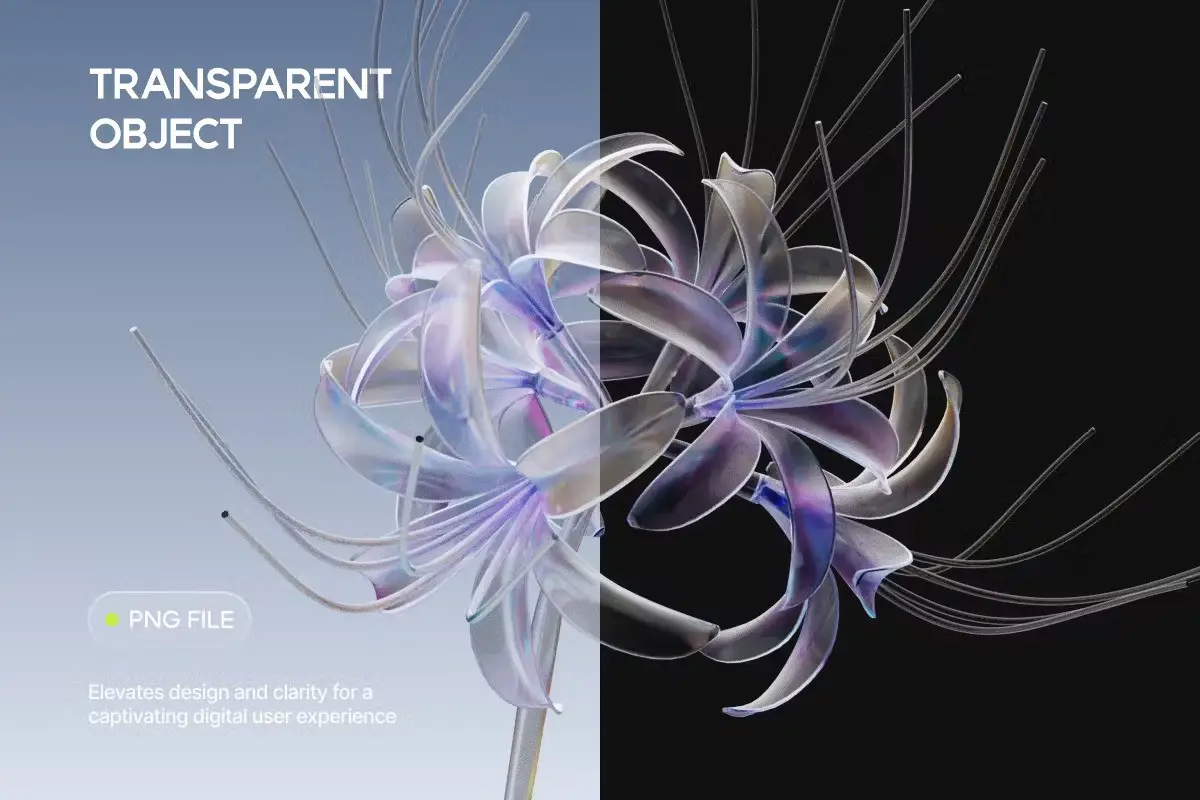 3D Glass Flower Elements 7 3d glass flower elements5