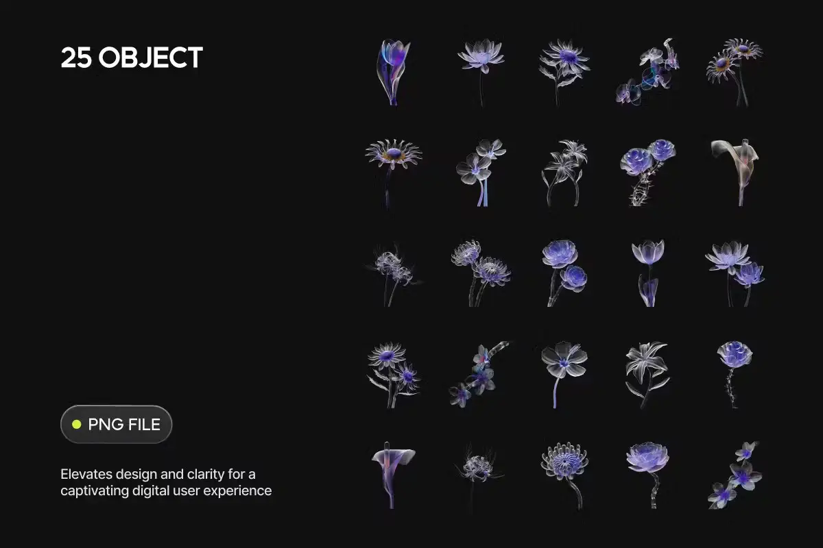 3D Glass Flower Elements 3 3d glass flower elements6